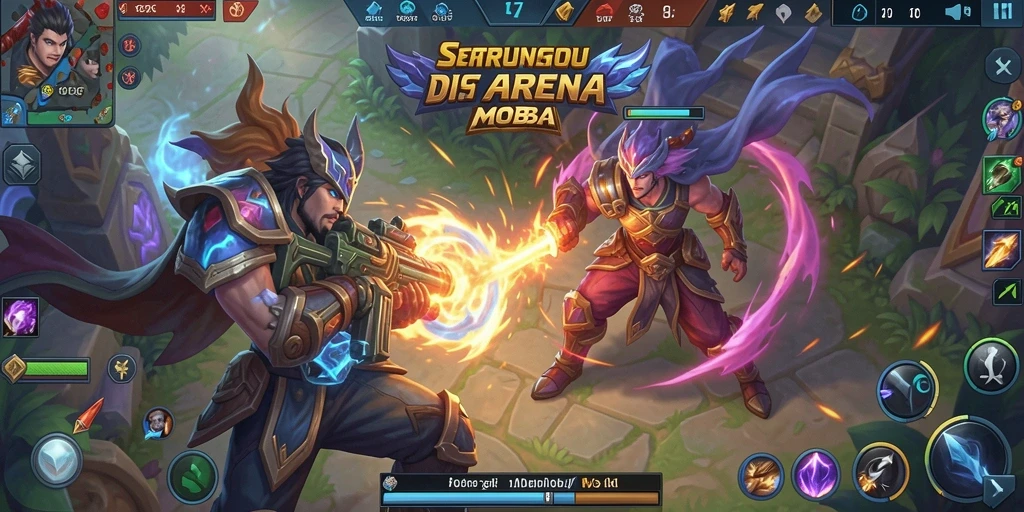 Tangkapan layar permainan 5ZK yang mendebarkan di arena MOBA.