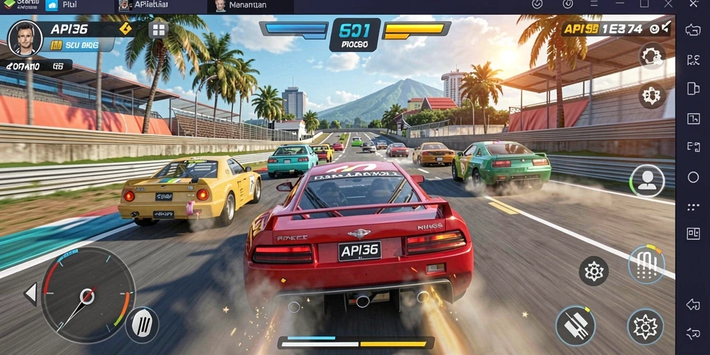 Tampilan gameplay menegangkan dari balapan mobil API36.