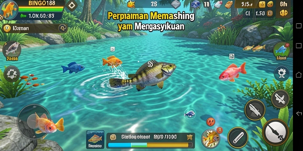 Tampilan gameplay BINGO188 dengan suasana memancing yang seru.