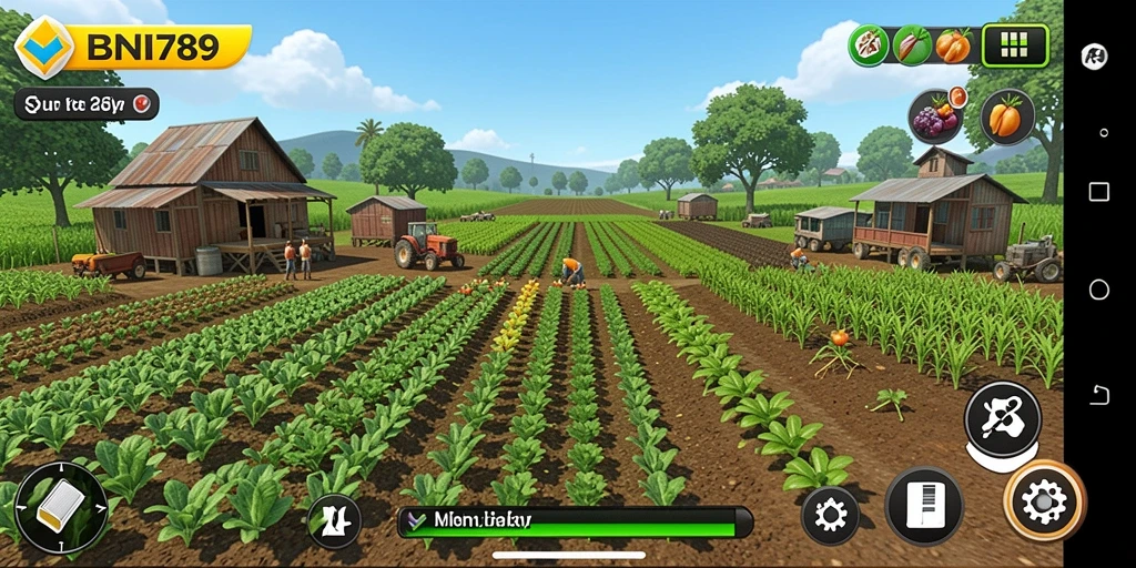 Gameplay seru BNI789 dengan bertani dan merawat hewan di ladang.