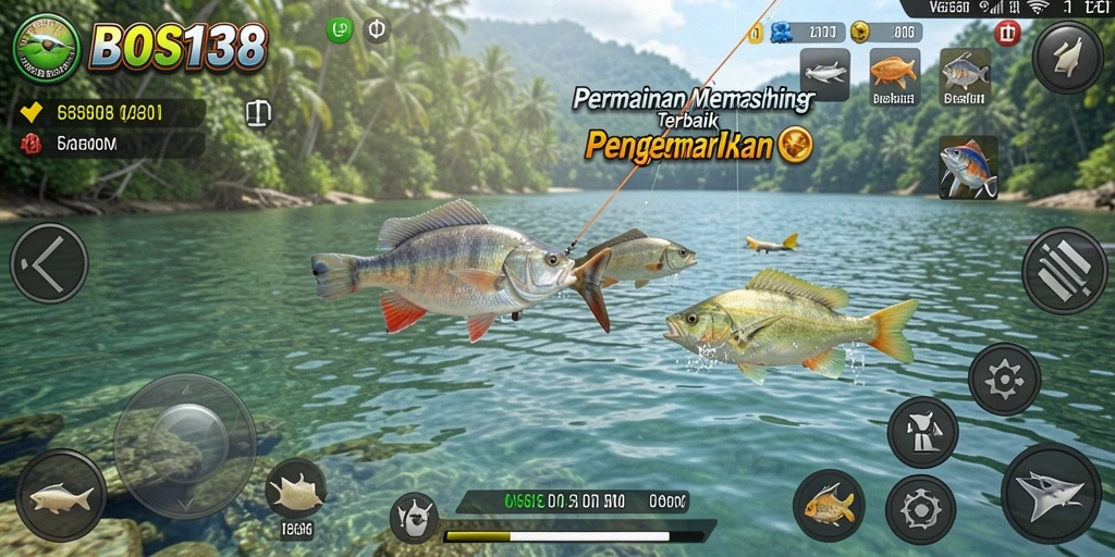 Screenshot utama BOS138 menampilkan gameplay memancing yang mendebarkan.