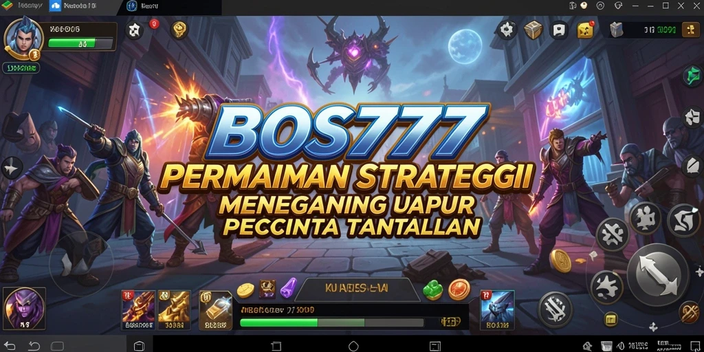 Screenshot utama gameplay menampilkan pertempuran strategi yang seru dan mendebarkan.