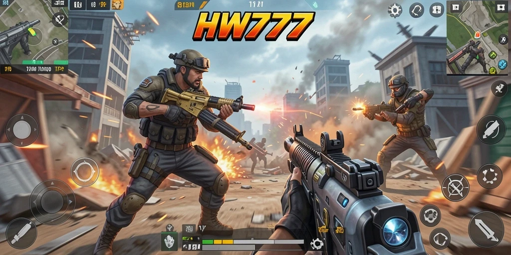 Tangkapan layar HW777 menampilkan aksi mendebarkan dalam gameplay TPS.