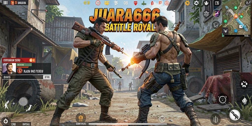 Screenshot dari gameplay JUARA666 yang menampilkan aksi pertempuran yang seru.