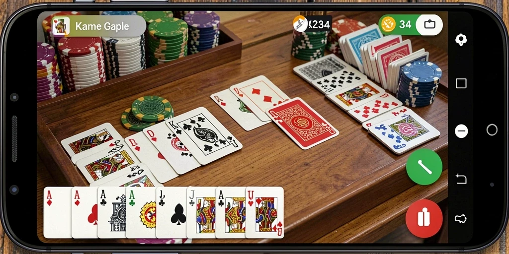 Screenshot gameplay K234 menunjukkan momen seru saat bermain Gaple.