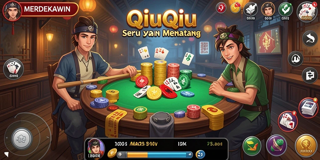 Tampilan gameplay seru dalam MERDEKAWIN QiuQiu.