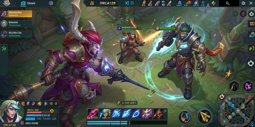 Gameplay seru dari ORCA128 dengan karakter MOBA epik.