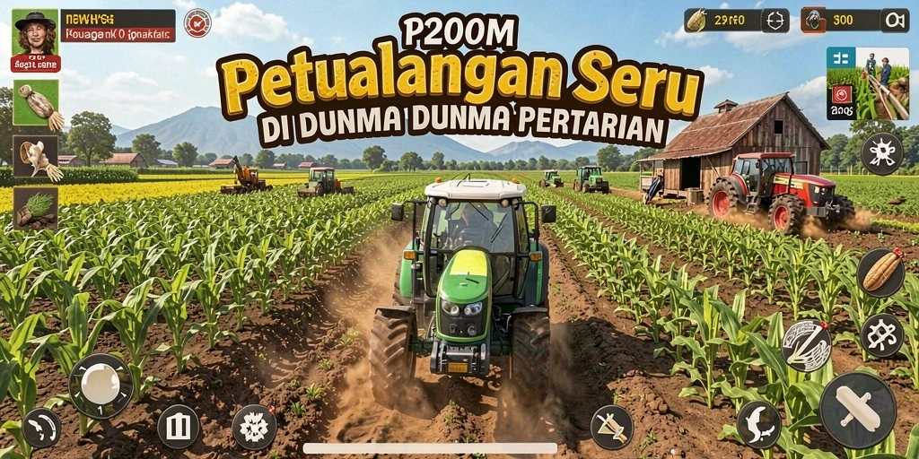 Tangkapan layar gameplay P200M menampilkan keindahan lahan pertanian yang subur.