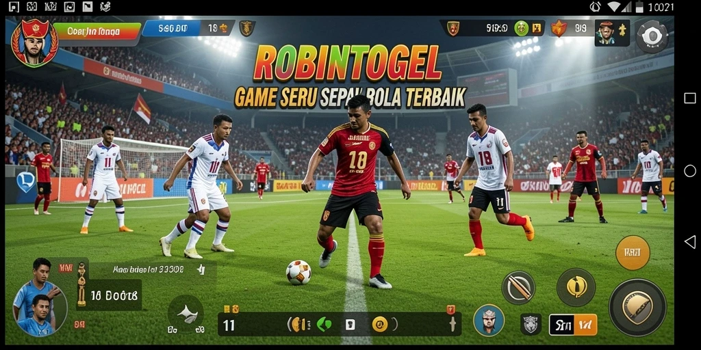 Tampilan gameplay seru dari ROBINTOGEL yang menunjukkan aksi sepak bola yang mendebarkan.
