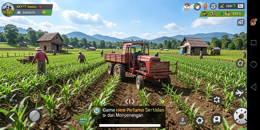 Gameplay pertanian yang menarik di SKY77 dengan lahan subur dan aktivitas seru.