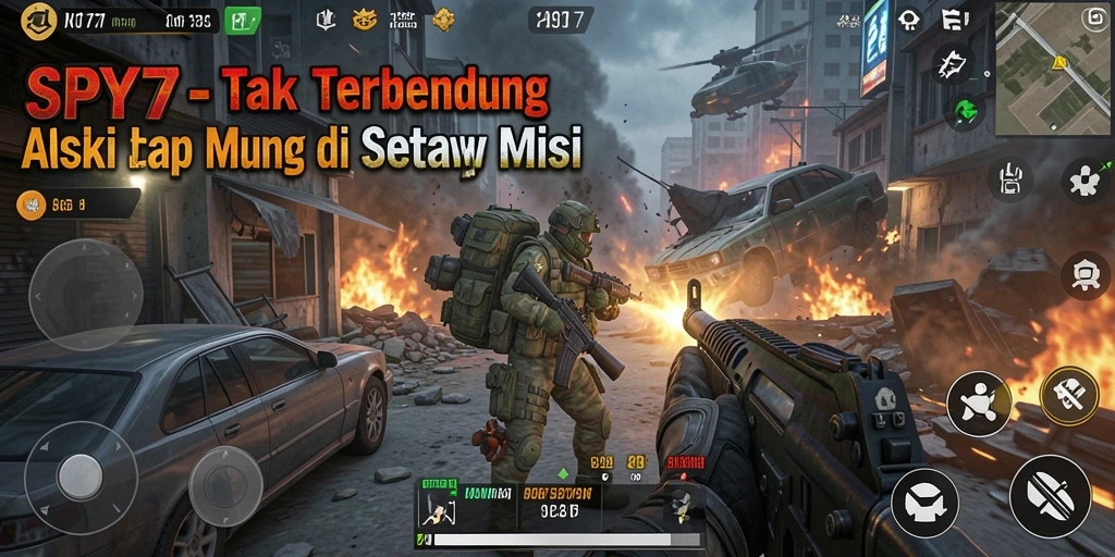 Tangkapan layar SPY77 menampilkan aksi mendebarkan dalam pertempuran intens.