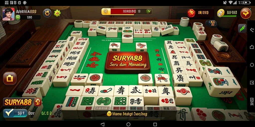 Tampilan gameplay menarik dari <strong>SURYA88</strong> saat menyusun ubin Mahjong.