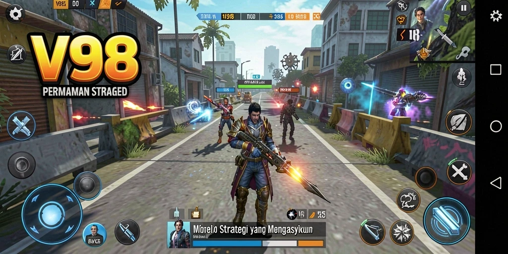 Tampilan menarik dari gameplay V98 yang penuh strategi dan taktik.